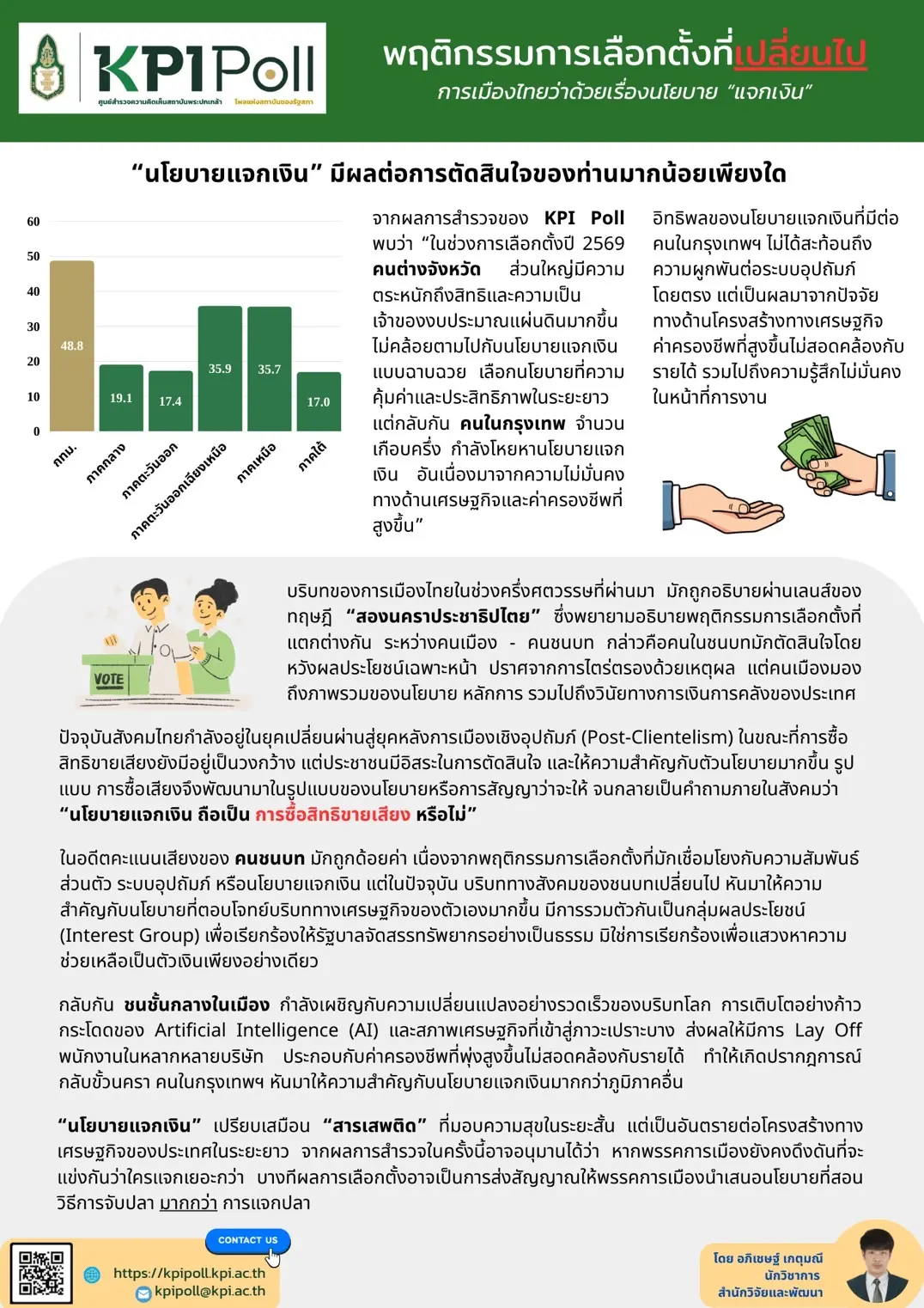 🔈 พฤติกรรมการเลือกตั้งที่เปลี่ยนไป: การเมืองไทยว่าด้วยเรื่องนโยบาย “แจกเงิน”